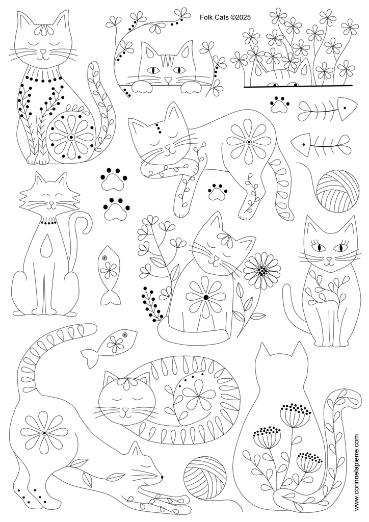 Folk Cats Stick & Stitch Transfer - Image 4