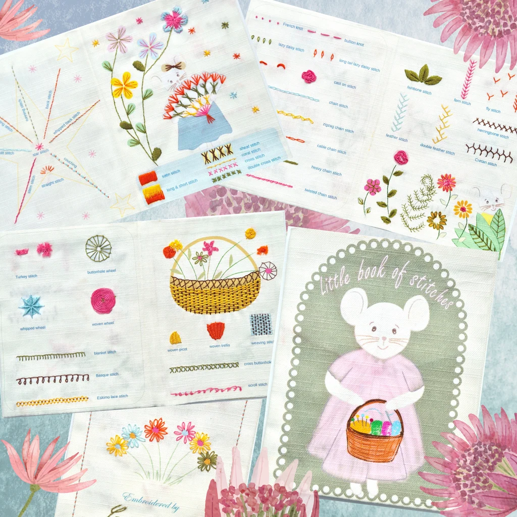 Mouse Embroidery Sampler Book Sewing Kit